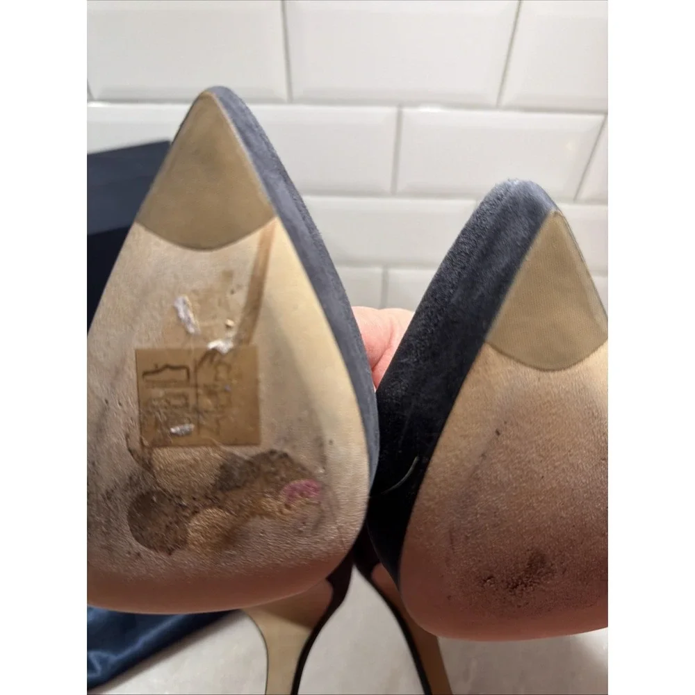 Sergio Rossi Dark Grey Suede Pointed Toe Platform Pumps Size‎ 39 With Box